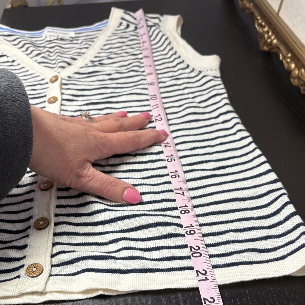 White Stuff Striped Knit Top in Blue & Cream - Picture 7 of 8